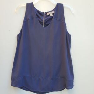 BANANA REPUBLIC back zip Navy Blue + gold muscle sleeveless top M MEDIUM